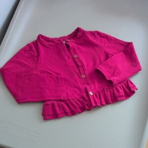 🇪🇸 Mayoral - 24 M - Hot Pink Ruffle Hem Cardigan
